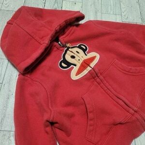 Y2K Toddler Paul Frank Julius The Monkey Red Zip Up Hoodie Size 18M